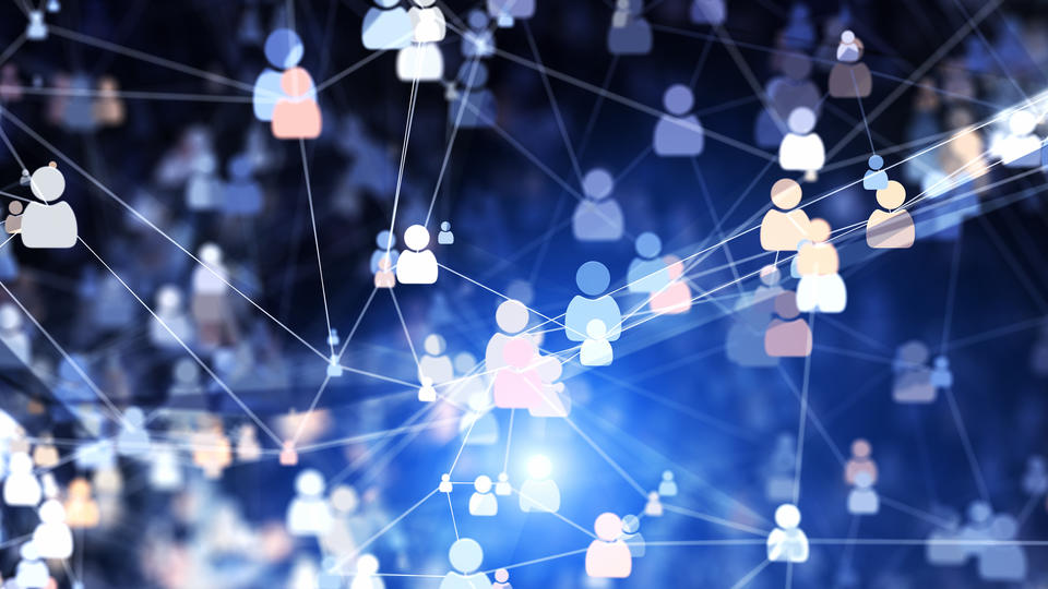 Shiny digital network of people icons